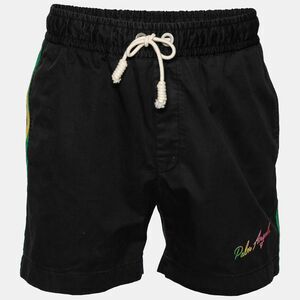 Palm Angels Black Cotton Stripe Trimmed Shorts M